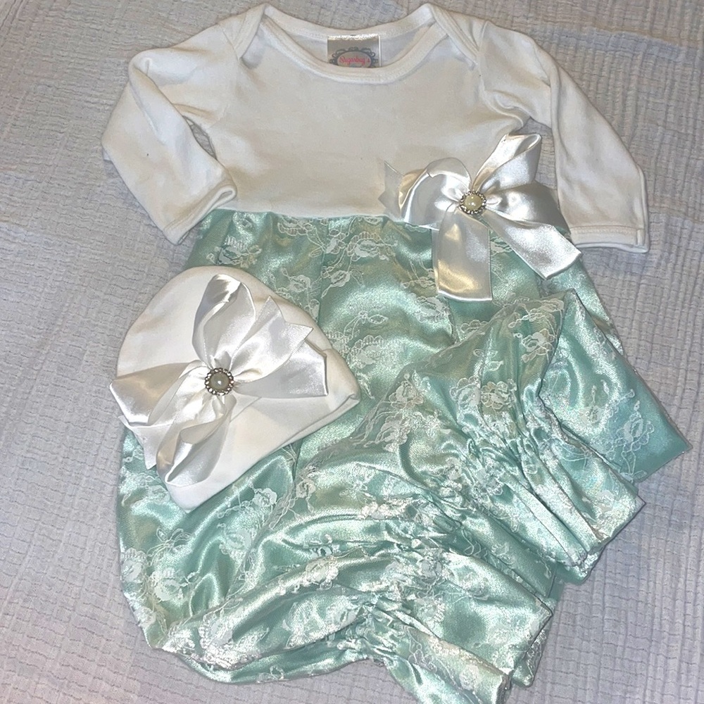 Beautiful Baby Gown and Hat